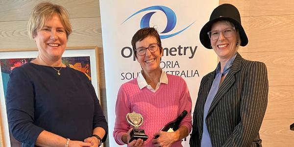 Kylie and Ilsa with Anne Lewis (centre), the winner of both the Women's Longest Drive and Nearest The Pin challenges.