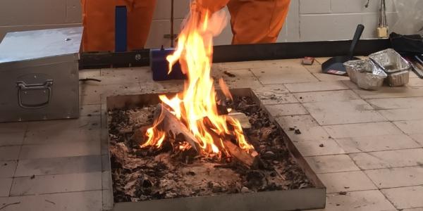 fire pit in research lab