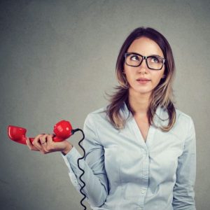 woman holding phone