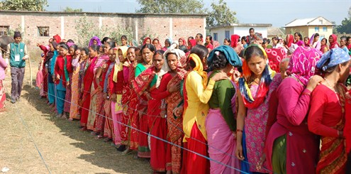 Nepalese villagers waiting for eye examinations - resized